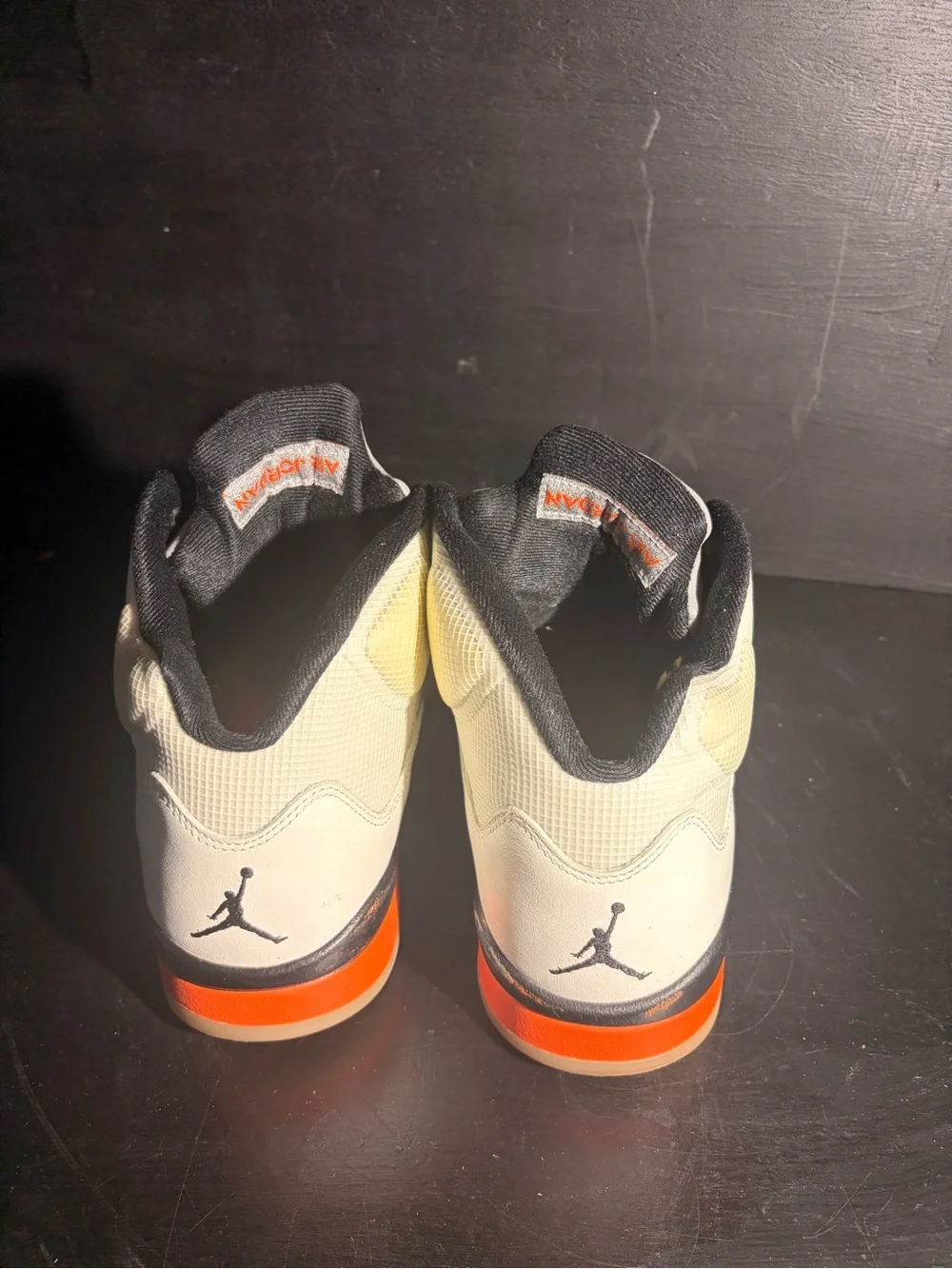 Jordan 5 Men's White Sneakers with Bright Orange Accents